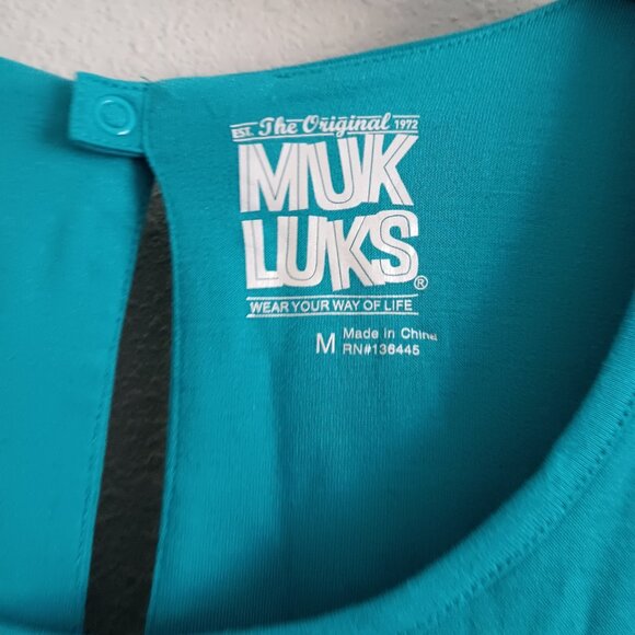 MUK LUKS French Terry Straight Leg Cargo Jumpsuit - Teal (Sz M) a677907 - Picture 4 of 5